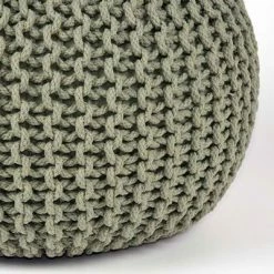 LABEL51 Pouf tricoté Coton L Vert olive 5 LABEL51 Pouf tricoté Coton L Vert olive -Poufs Soldes image 3 432813