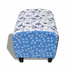 VidaXL Repose-pied Design avec patchwork Bleu et blanc -Poufs Soldes image 4 240880