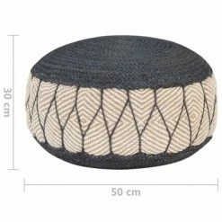 VidaXL Pouf tissé/tricoté Jute Coton 50 x 30 cm Bleu -Poufs Soldes image 4 245094