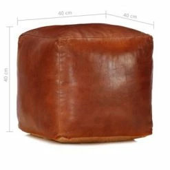 VidaXL Pouf 40 x 40 x 40 cm Brun roux Cuir véritable de chèvre -Poufs Soldes image 4 248126