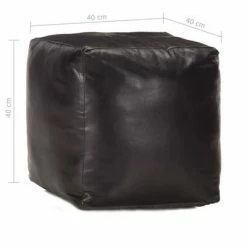VidaXL Pouf 40 x 40 x 40 cm Noir Cuir véritable de chèvre -Poufs Soldes image 4 248128