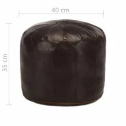 VidaXL Pouf 40 x 35 cm Marron foncé Cuir véritable de chèvre -Poufs Soldes image 4 248130