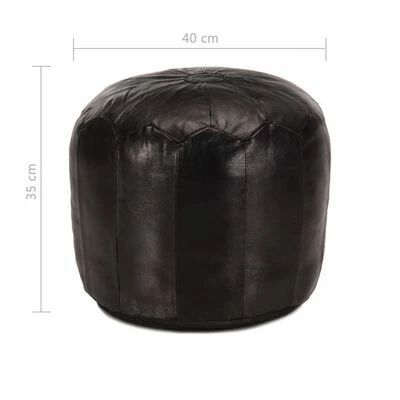 VidaXL Pouf 40 x 35 cm Noir Cuir véritable de chèvre 4 VidaXL Pouf 40 x 35 cm Noir Cuir véritable de chèvre – Image 4
