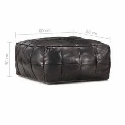 VidaXL Pouf 60 x 60 x 30 cm Noir Cuir véritable de chèvre 7 VidaXL Pouf 60 x 60 x 30 cm Noir Cuir véritable de chèvre -Poufs Soldes image 4 248134