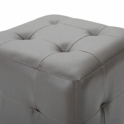 VidaXL 2 pcs Poufs Gris 30 x 30 x 30 cm Similicuir 4 VidaXL 2 pcs Poufs Gris 30 x 30 x 30 cm Similicuir – Image 4
