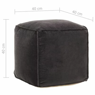 VidaXL Pouf Velours de coton 40 x 40 x 40 cm Anthracite 4 VidaXL Pouf Velours de coton 40 x 40 x 40 cm Anthracite – Image 4