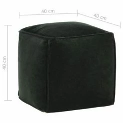 VidaXL Pouf Velours de coton 40 x 40 x 40 cm Vert forêt -Poufs Soldes image 4 284028