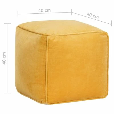 VidaXL Pouf Velours de coton 40 x 40 x 40 cm Jaune 4 VidaXL Pouf Velours de coton 40 x 40 x 40 cm Jaune – Image 4