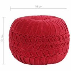 VidaXL Pouf Velours de coton Design de sarrau 40 x 30 cm Rouge 7 VidaXL Pouf Velours de coton Design de sarrau 40 x 30 cm Rouge -Poufs Soldes image 4 284034