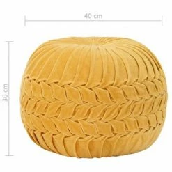 VidaXL Pouf Velours de coton Design de sarrau 40 x 30 cm Jaune -Poufs Soldes image 4 284035