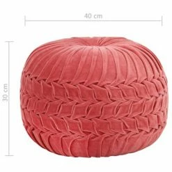 VidaXL Pouf Velours de coton Design de sarrau 40 x 30 cm Rose 7 VidaXL Pouf Velours de coton Design de sarrau 40 x 30 cm Rose -Poufs Soldes image 4 284036