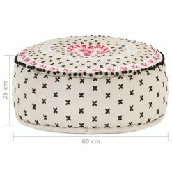 VidaXL Pouf rond avec broderie Coton 60 x 25 Multicolore -Poufs Soldes image 4 287575
