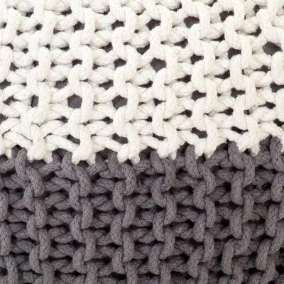 VidaXL Pouf tricoté à la main Anthracite et blanc 50 x 35 cm Coton 4 VidaXL Pouf tricoté à la main Anthracite et blanc 50 x 35 cm Coton – Image 4