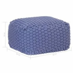 VidaXL Pouf tricoté à la main Bleu 50x50x30 cm Coton 7 VidaXL Pouf tricoté à la main Bleu 50x50x30 cm Coton -Poufs Soldes image 4 287603