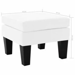 VidaXL Repose-pied Blanc Similicuir -Poufs Soldes image 4 288776