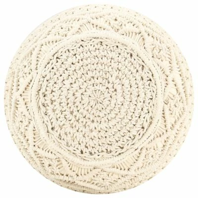 VidaXL Pouf fait à la main en macramé 45x30 cm Coton 4 VidaXL Pouf fait à la main en macramé 45x30 cm Coton – Image 4