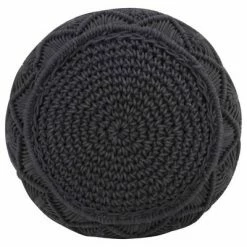 VidaXL Pouf fait à la main en macramé Anthracite 45x30 cm Coton -Poufs Soldes image 4 324003