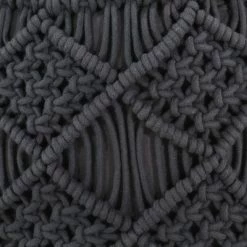 VidaXL Pouf fait à la main en macramé Anthracite 45x30 cm Coton -Poufs Soldes image 4 324004