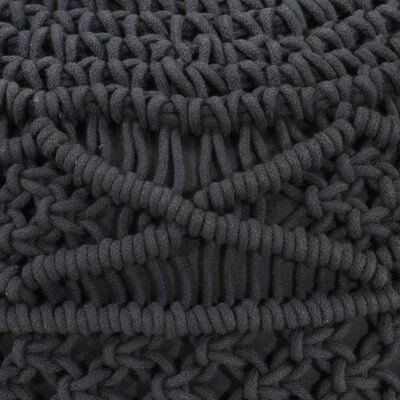 VidaXL Pouf fait à la main en macramé Anthracite 45x30 cm Coton 4 VidaXL Pouf fait à la main en macramé Anthracite 45x30 cm Coton – Image 4
