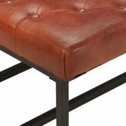 VidaXL Pouf Marron foncé 80x80x43 cm Cuir véritable -Poufs Soldes image 4 325134