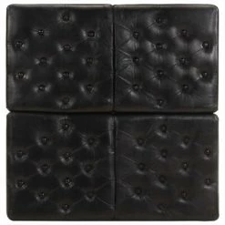 VidaXL Pouf Noir 80x80x43 cm Cuir véritable -Poufs Soldes image 4 325138