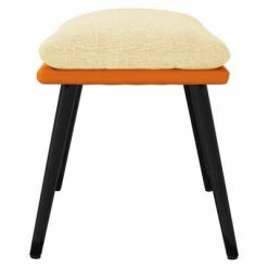 VidaXL Repose-pied Crème et orange 45x29,5x39 cm Tissu et similicuir -Poufs Soldes image 4 341528