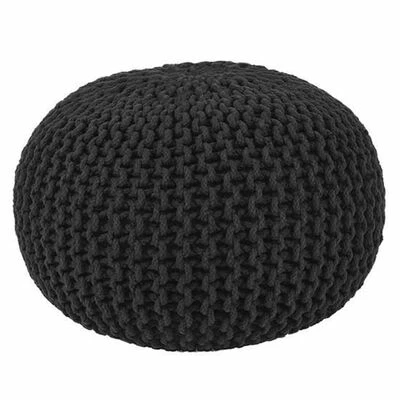 LABEL51 Pouf tricoté Coton M Noir 4 LABEL51 Pouf tricoté Coton M Noir – Image 4