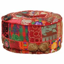 VidaXL Pouf rond en coton fait à la main 40 x 20 cm Rouge 10 VidaXL Pouf rond en coton fait à la main 40 x 20 cm Rouge -Poufs Soldes image 5 246571