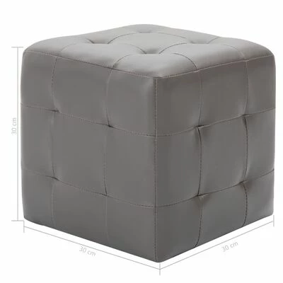 VidaXL 2 pcs Poufs Gris 30 x 30 x 30 cm Similicuir 5 VidaXL 2 pcs Poufs Gris 30 x 30 x 30 cm Similicuir – Image 5