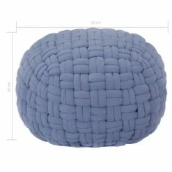 VidaXL Pouf Design tressé Bleu 50x35 cm Coton -Poufs Soldes image 5 287591
