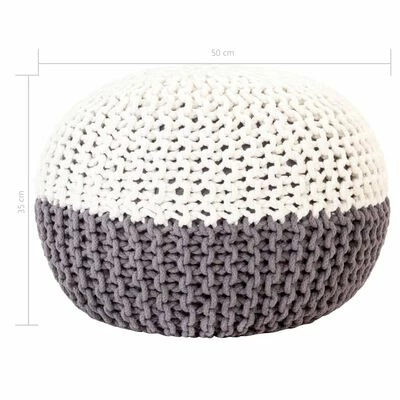 VidaXL Pouf tricoté à la main Anthracite et blanc 50 x 35 cm Coton 5 VidaXL Pouf tricoté à la main Anthracite et blanc 50 x 35 cm Coton – Image 5