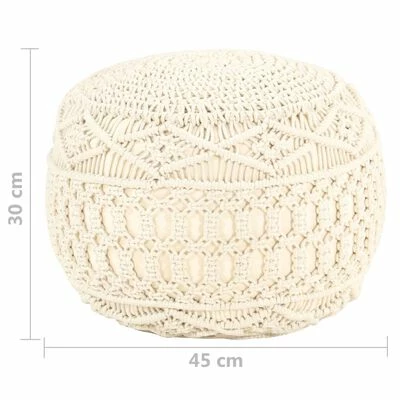 VidaXL Pouf fait à la main en macramé 45x30 cm Coton 5 VidaXL Pouf fait à la main en macramé 45x30 cm Coton – Image 5