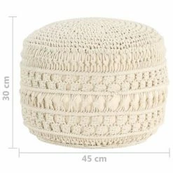VidaXL Pouf fait à la main en macramé 45x30 cm Coton -Poufs Soldes image 5 324002