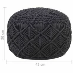 VidaXL Pouf fait à la main en macramé Anthracite 45x30 cm Coton -Poufs Soldes image 5 324004