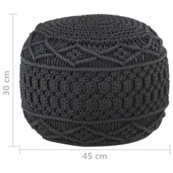 VidaXL Pouf fait à la main en macramé Anthracite 45x30 cm Coton 9 VidaXL Pouf fait à la main en macramé Anthracite 45x30 cm Coton -Poufs Soldes image 5 324005