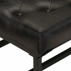 VidaXL Pouf Noir 80x80x43 cm Cuir véritable -Poufs Soldes image 5 325138