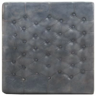 VidaXL Pouf Gris 62x62x47 cm Cuir véritable 5 VidaXL Pouf Gris 62x62x47 cm Cuir véritable – Image 5