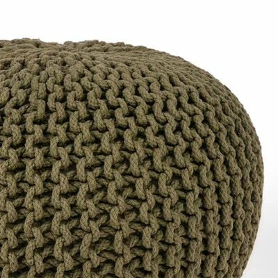 LABEL51 Pouf tricoté Coton M Vert d'armée 5 LABEL51 Pouf tricoté Coton M Vert d'armée – Image 5