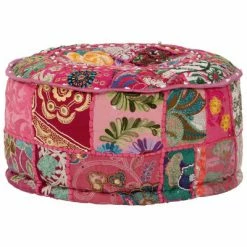 VidaXL Pouf rond en coton en patchwork fait à la main 40 x 20 cm Rose 11 VidaXL Pouf rond en coton en patchwork fait à la main 40 x 20 cm Rose -Poufs Soldes image 6 246574
