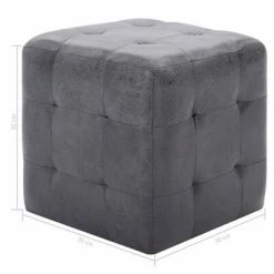 VidaXL 2 pcs Poufs Gris 30 x 30 x 30 cm Similicuir daim -Poufs Soldes image 6 278383