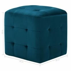 VidaXL 2 pcs Poufs Bleu 30 x 30 x 30 cm Tissu velours -Poufs Soldes image 6 278384
