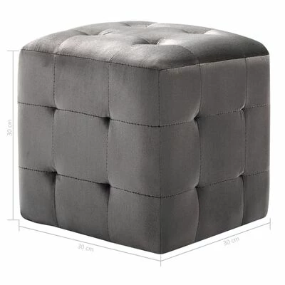 VidaXL 2 pcs Poufs Gris 30 x 30 x 30 cm Tissu velours 6 VidaXL 2 pcs Poufs Gris 30 x 30 x 30 cm Tissu velours – Image 6