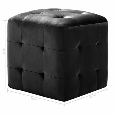 VidaXL 2 pcs Poufs Noir 30 x 30 x 30 cm Tissu velours 6 VidaXL 2 pcs Poufs Noir 30 x 30 x 30 cm Tissu velours – Image 6