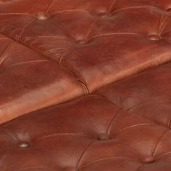 VidaXL Pouf Marron foncé 80x80x43 cm Cuir véritable -Poufs Soldes image 6 325134