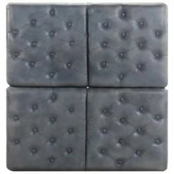 VidaXL Pouf Gris 80x80x43 cm Cuir véritable -Poufs Soldes image 6 325142