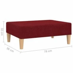 VidaXL Repose-pied Rouge bordeaux 78x56x32 cm Tissu -Poufs Soldes image 6 337683